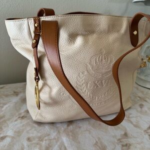 Lauren Ralph Lauren medium tote bag in soft natural leather with embossed crest